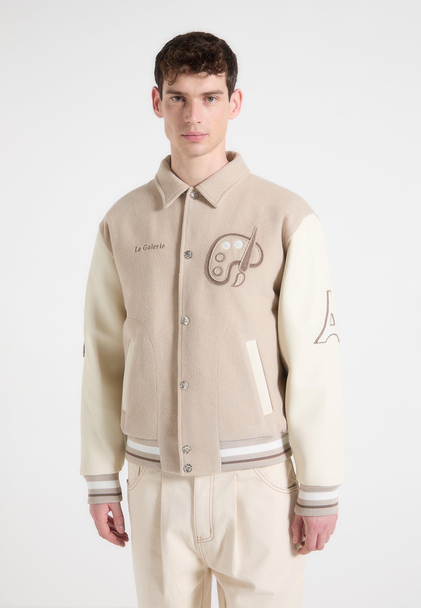 Le Galerie Wool-Blend Varsity Jacket - Beige