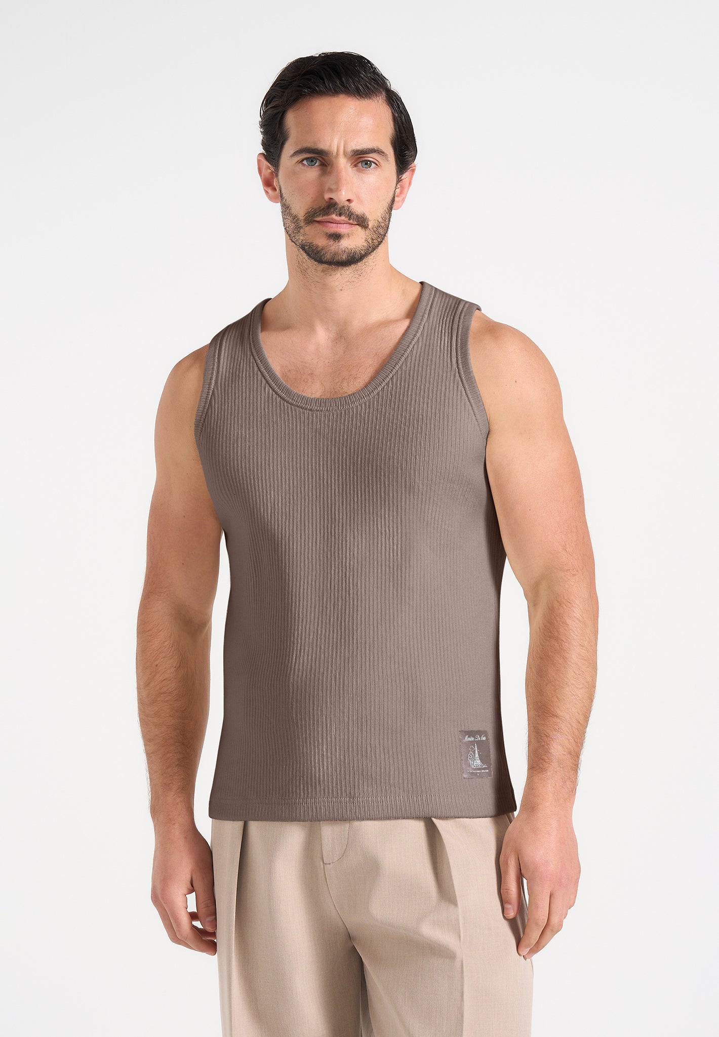 VS001 - Ribbed Cotton Tank Top - Mushroom 