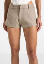 elle-tailored-mini-shorts-taupe