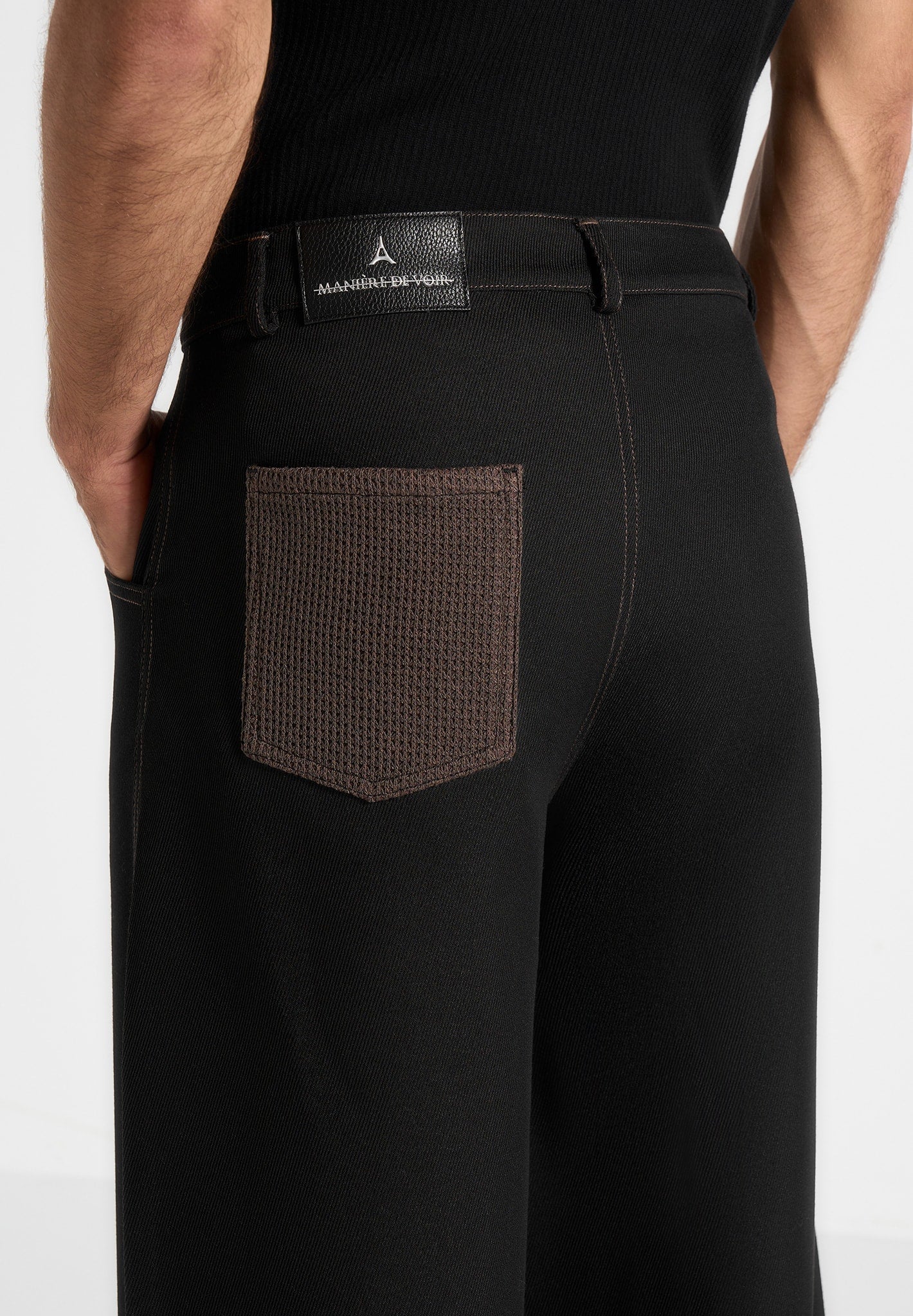 Lazare - Wide Leg Twill Jeans - Black