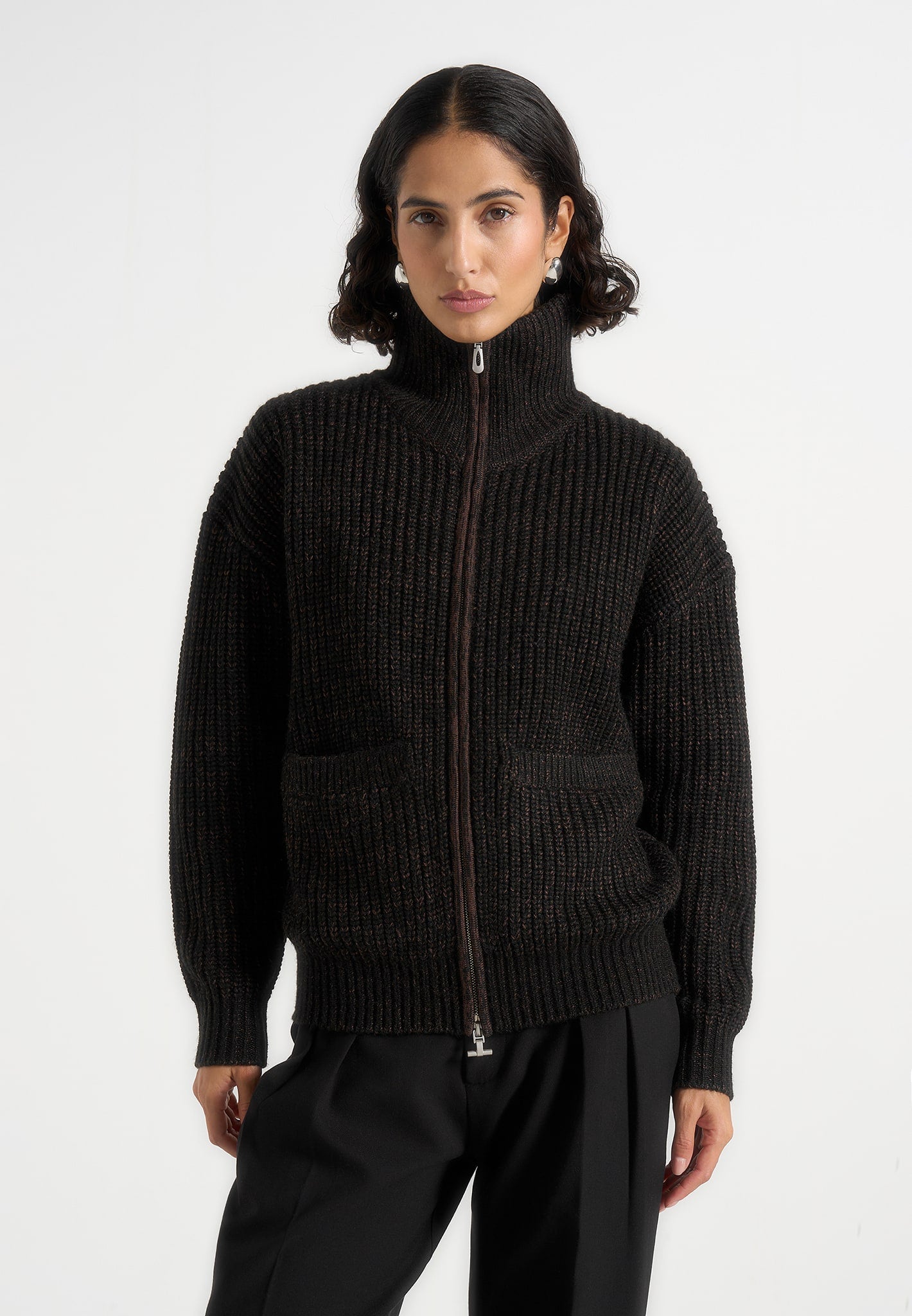 jamie-unisex-speckled-zip-through-jacket-black
