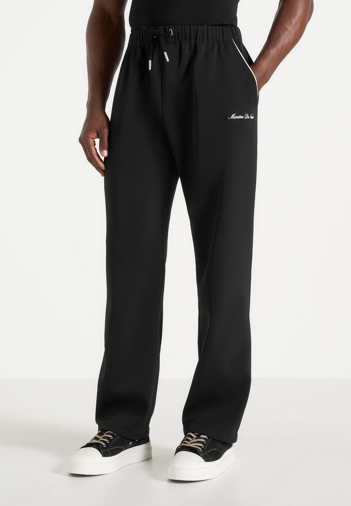 Signature Piped Track Pants - Black 