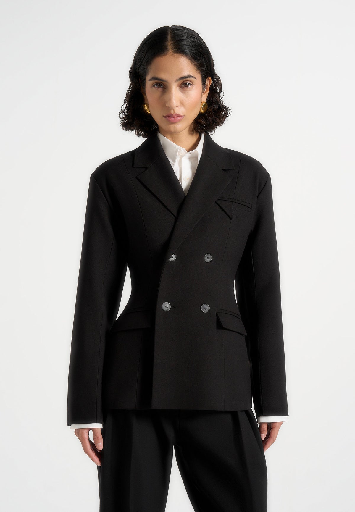 Maia - Double Breasted Blazer - Black