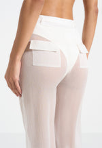 Sheer Belted Pants - White