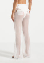 Sheer Belted Pants - White