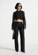 bernadette-leather-contrast-cropped-shirt-black