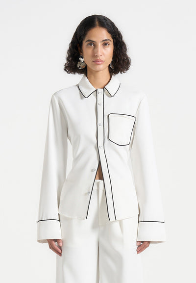 contrast-piped-backless-tie-shirt-white-black