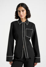 contrast-piped-backless-tie-shirt-black-white