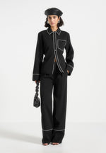contrast-piped-backless-tie-shirt-black-white