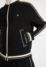 Tristan - Contrast Whipstitch Raglan Track Jacket - Black