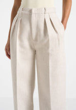 Julie - Tailored Twin Pleat Pants - Light Beige