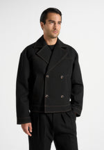 mika-unisex-tailored-double-breasted-jacket-with-contrast-stitch-black