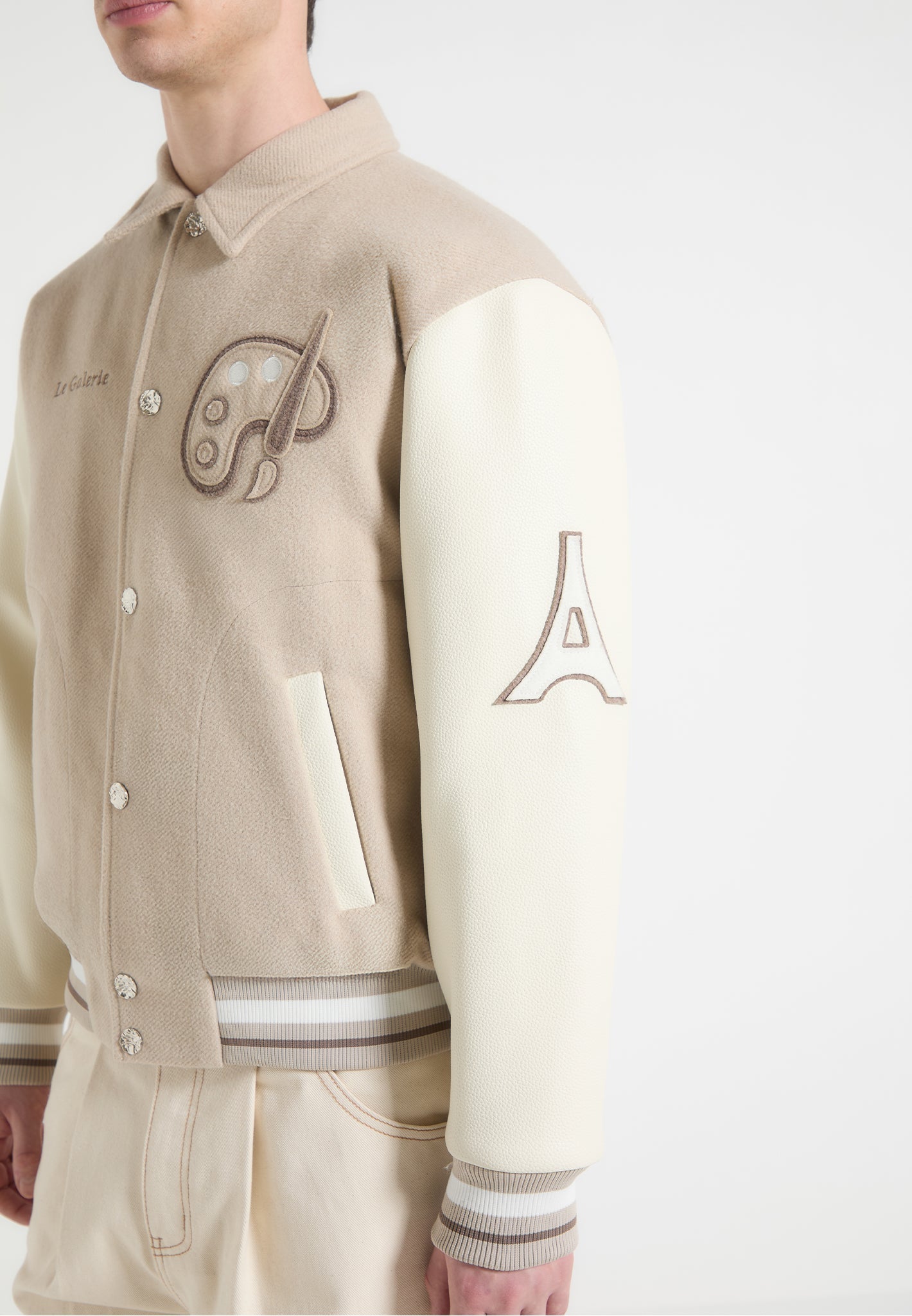 Le Galerie Wool-Blend Varsity Jacket - Beige