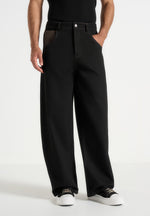 Lazare - Wide Leg Twill Jeans - Black