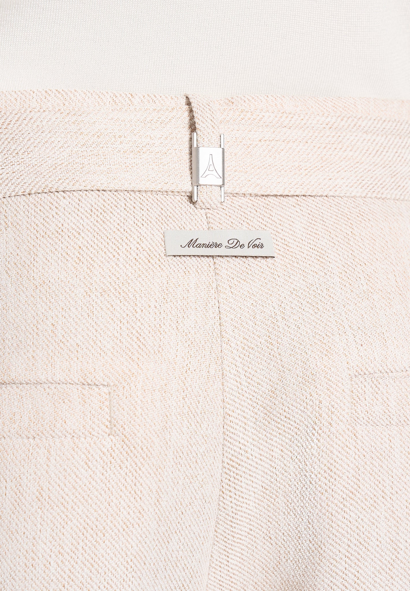 Loic -  Wide Leg Textured Pants with Belt - Cream