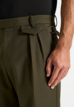Pierre - Twin Pleat Tailored Pants - Olive
