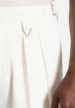 Pierre - Twin Pleat Linen Pants - White