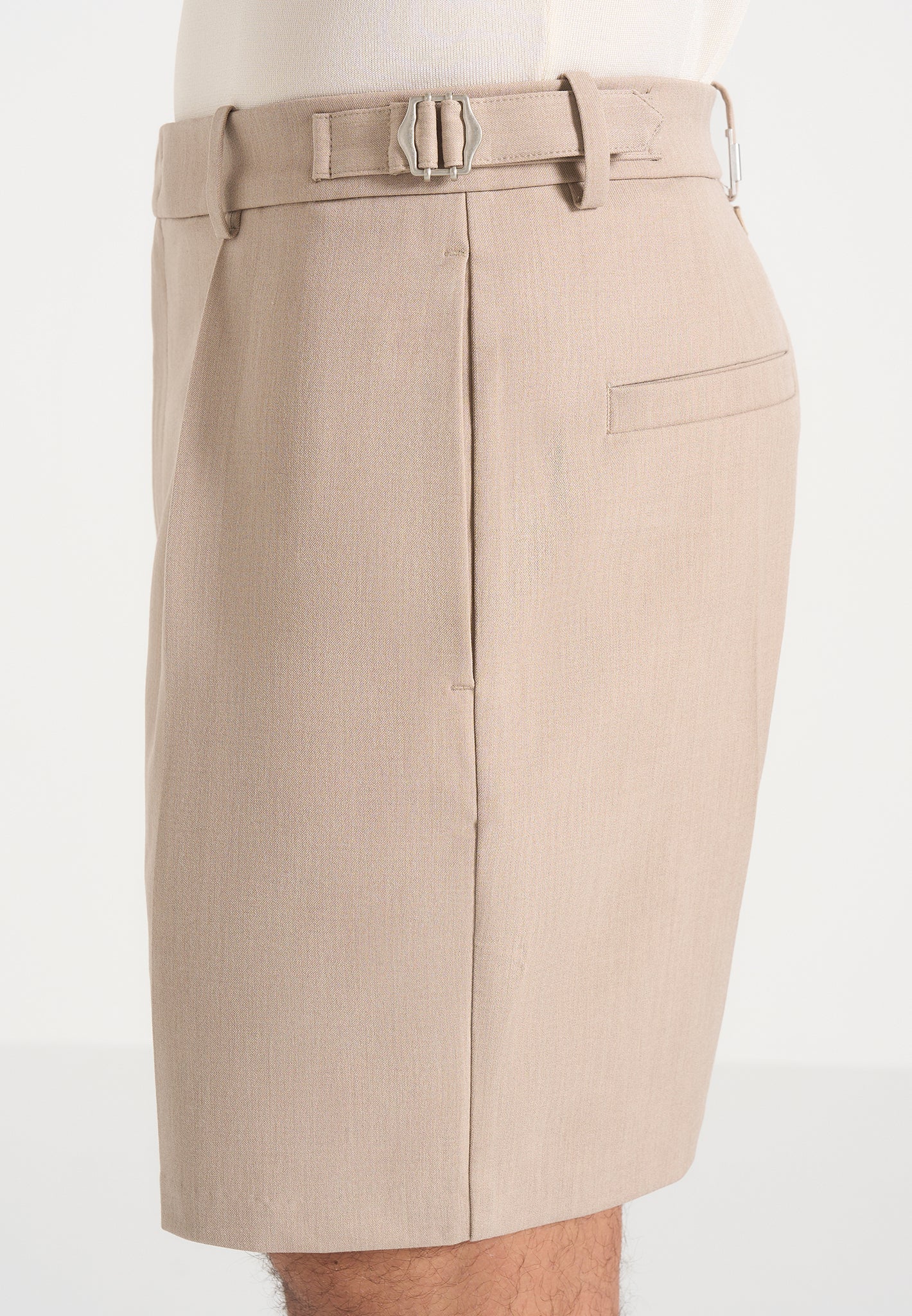 Marin - Tailored Pleated Shorts - Beige