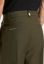 Pierre - Twin Pleat Tailored Pants - Olive