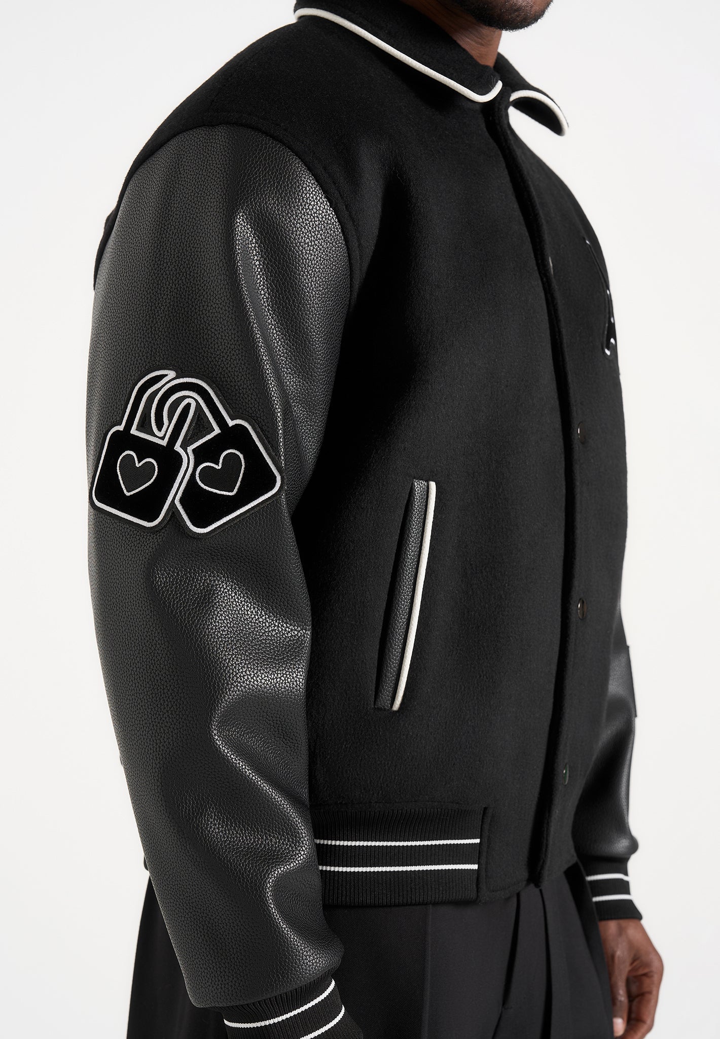 Mona Lisa - Wool Blend Varsity Jacket - Black | Manière De Voir AUS
