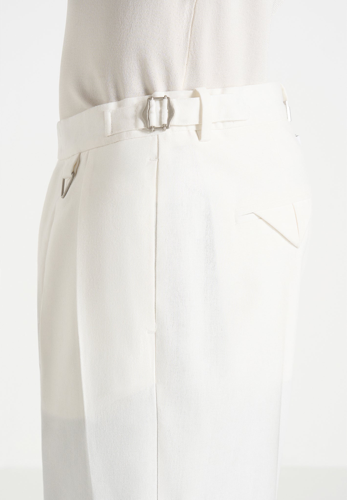 Pierre - Twin Pleat Linen Pants - White