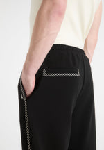 Gael - Contrast Whipstitch Relaxed Track Pants - Black
