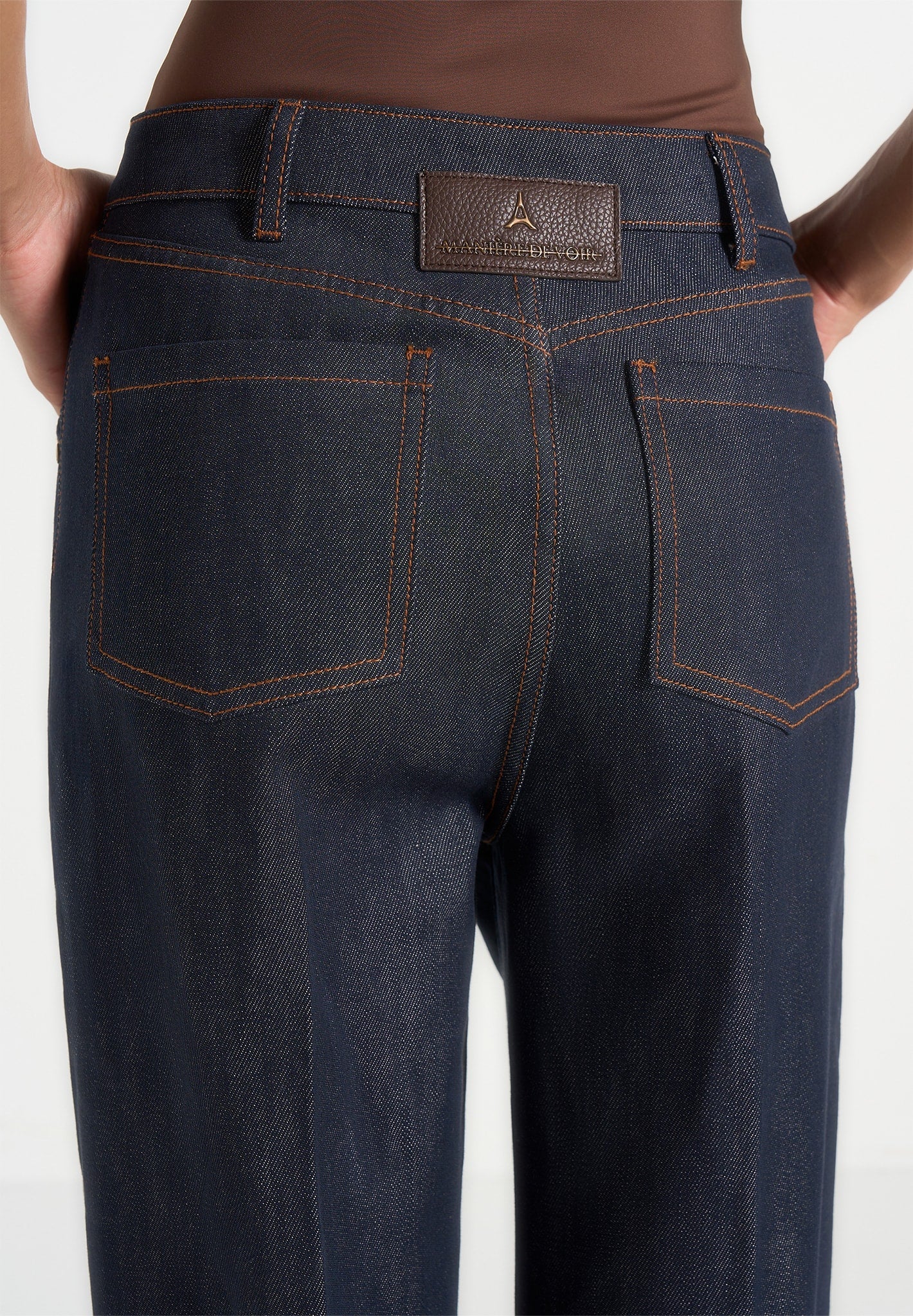 Astrid - Wrapover Wide Leg Denim Jeans - Indigo