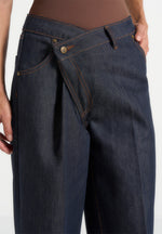 Astrid - Wrapover Wide Leg Denim Jeans - Indigo