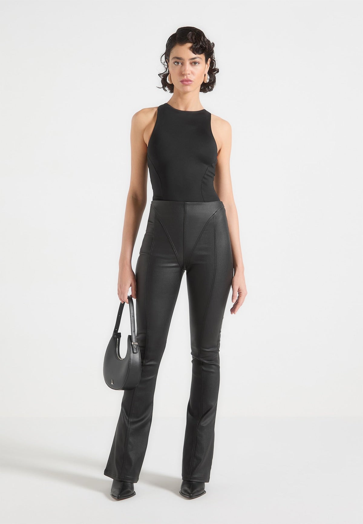 wax-effect-fit-and-flare-leggings-black