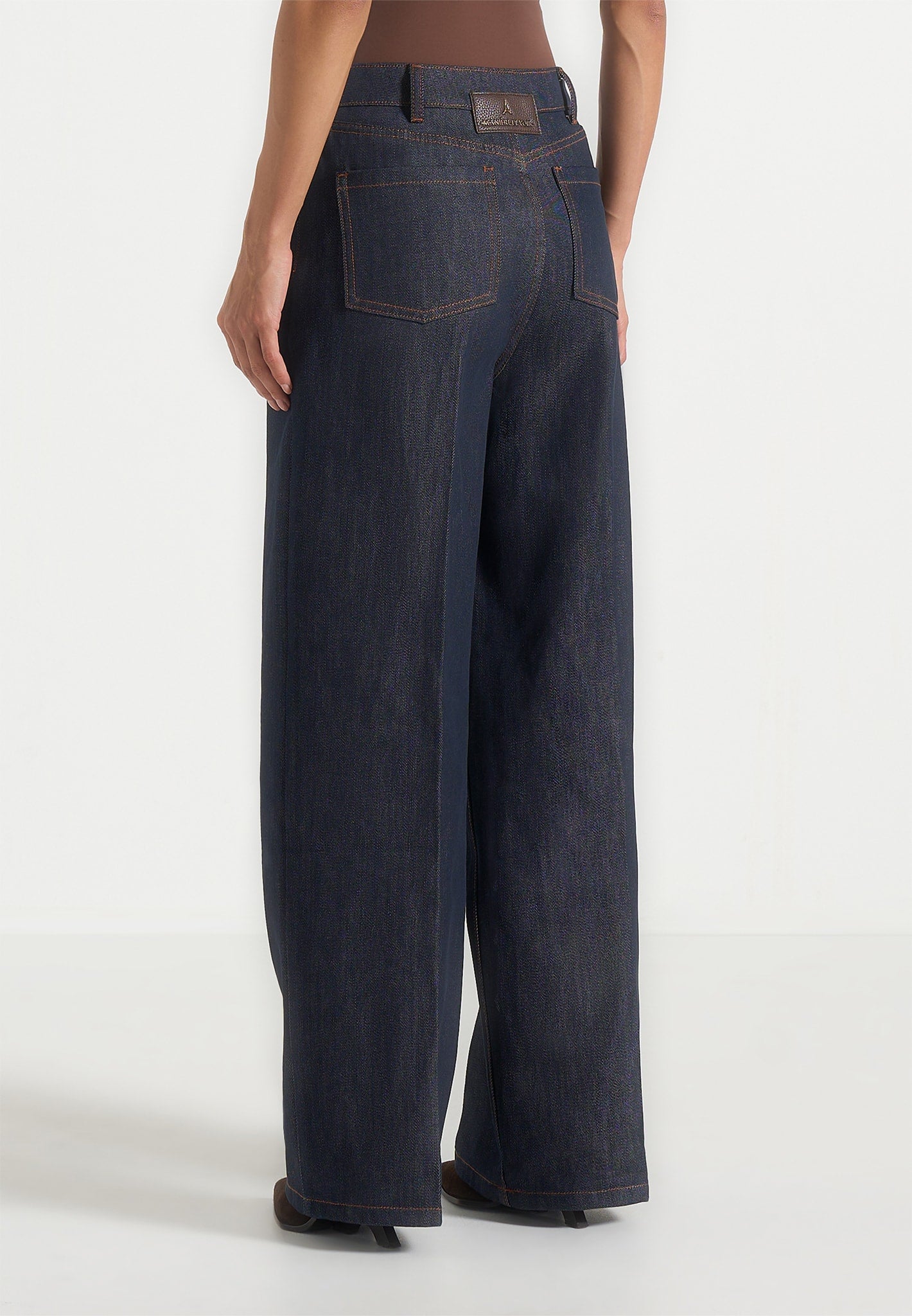 Astrid - Wrapover Wide Leg Denim Jeans - Indigo
