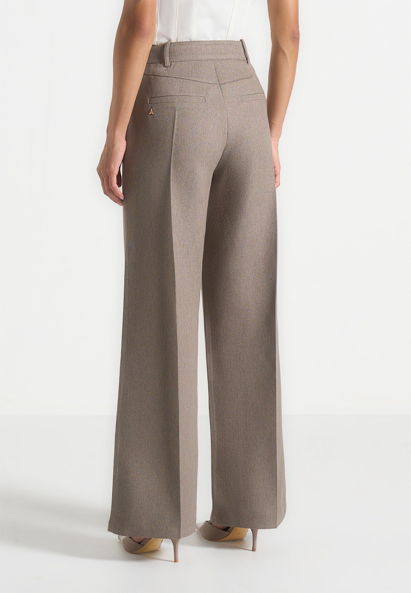 Beryl - Wrap Tailored Pants With Hardware Detail - Taupe
