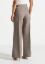 Beryl - Wrap Tailored Pants With Hardware Detail - Taupe