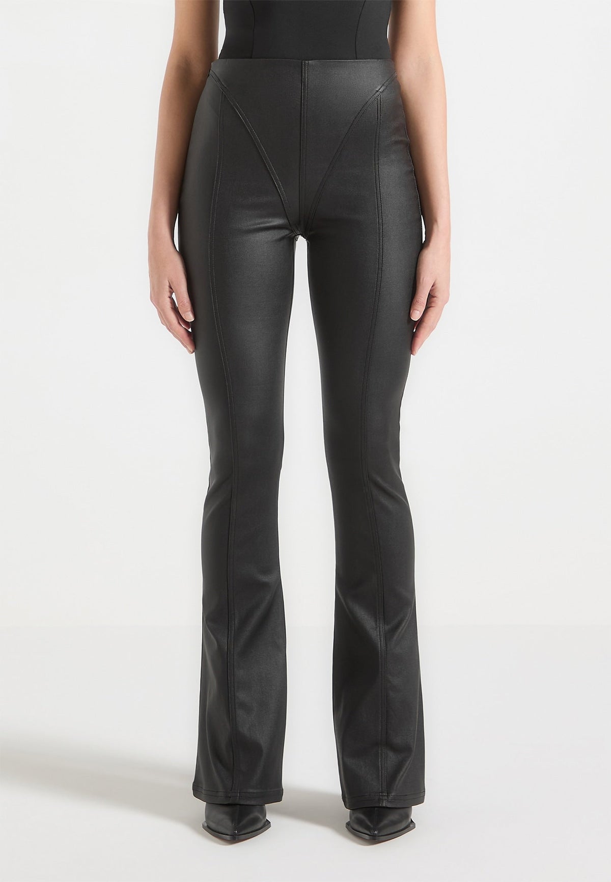 wax-effect-fit-and-flare-leggings-black