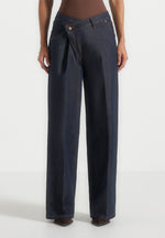 Astrid - Wrapover Wide Leg Denim Jeans - Indigo