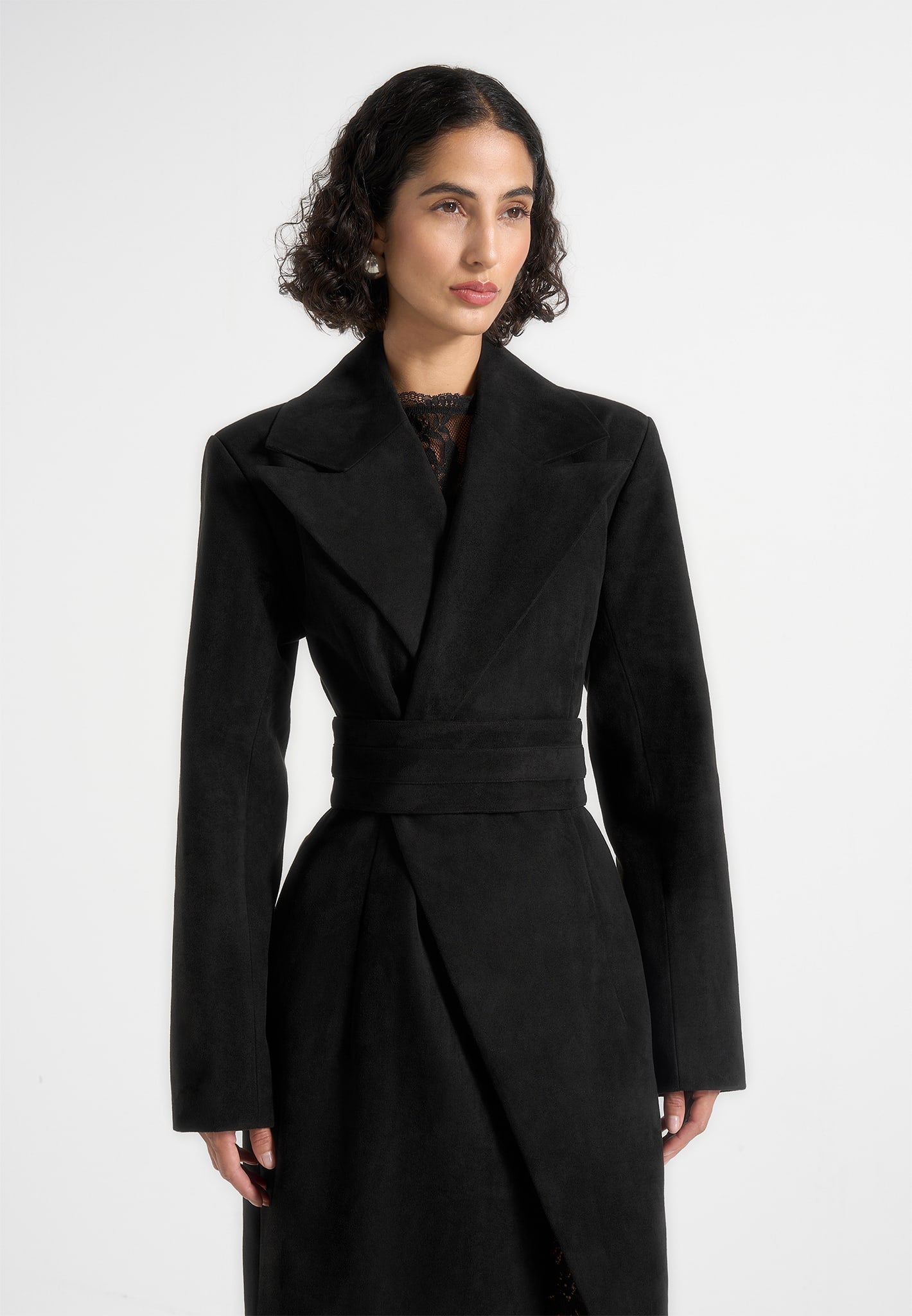 esma-suede-asymmetric-coat-with-cinch-belt-black 