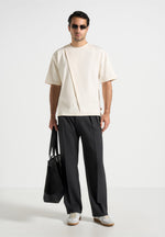 Hugo - Relaxed Fit Cotton T-Shirt With Pleat - Cream