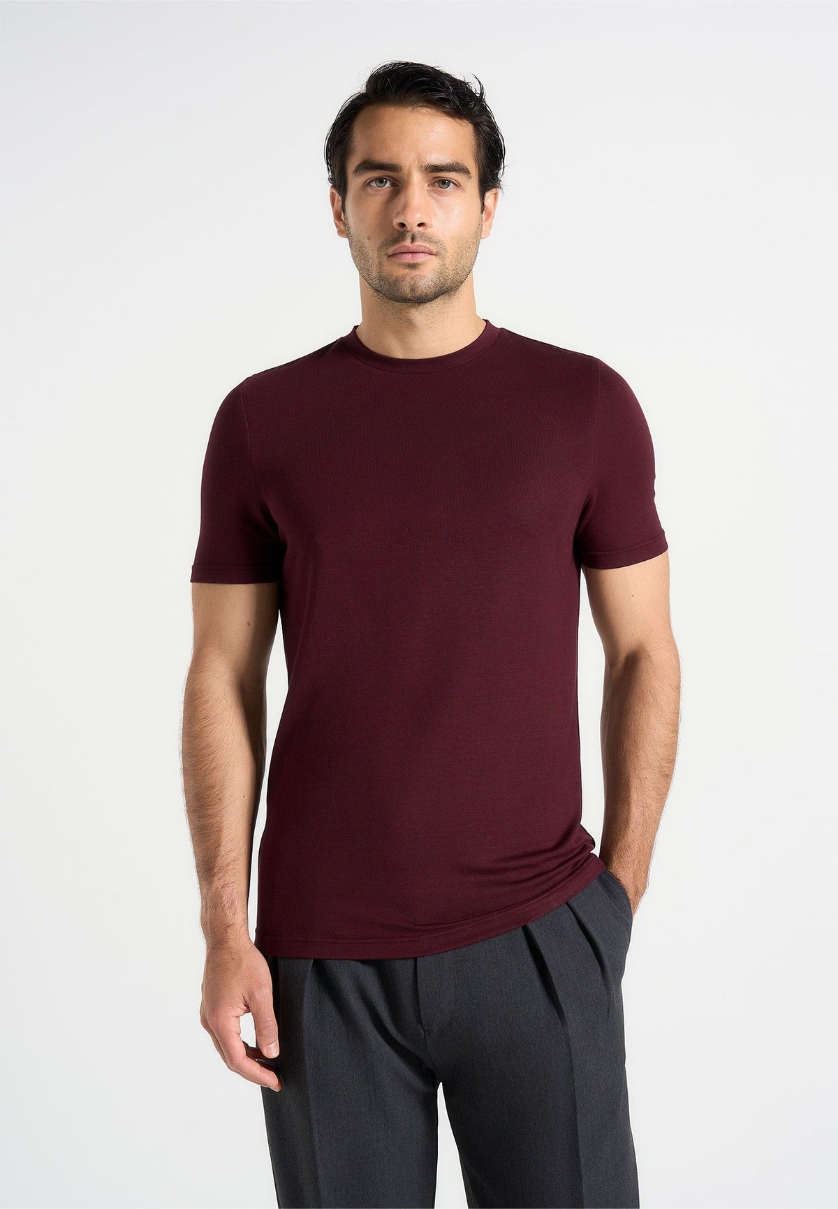 TS003 - Fitted Luxe T-Shirt - Wine Red