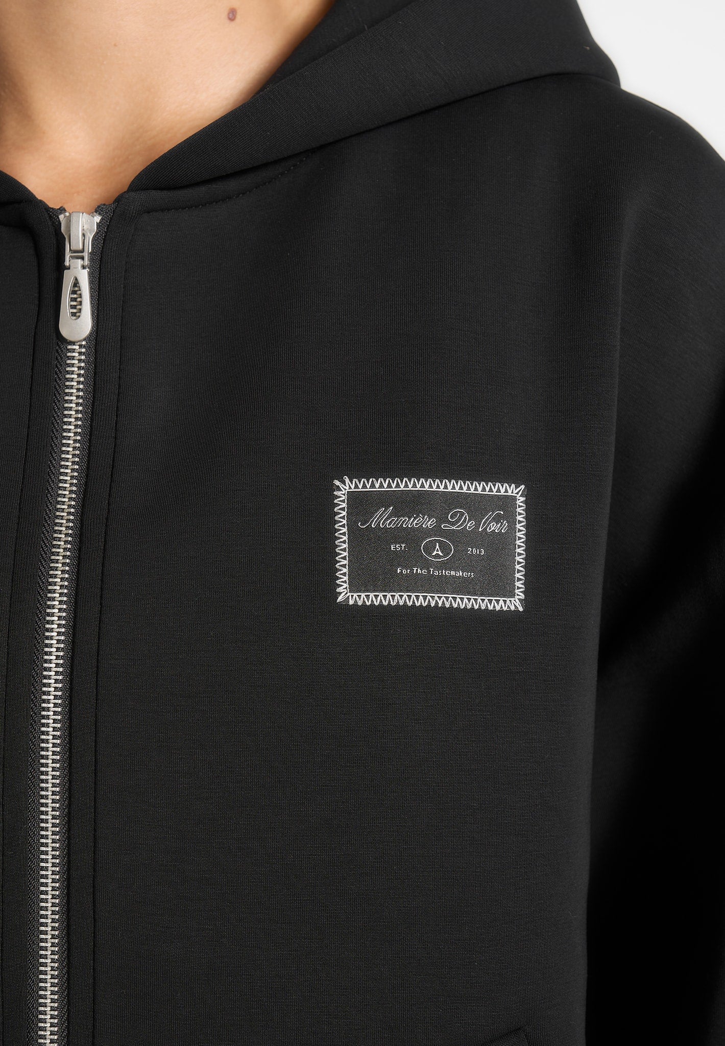 Ray - Unisex Neoprene Cropped Zip Hoodie - Black