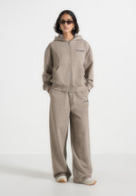 Zia - Unisex Signature Relaxed Fit Zip Hoodie - Taupe