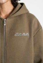 Zia - Unisex Signature Relaxed Fit Zip Hoodie - Olive