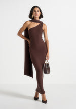 laya-asymmetric-knit-maxi-dress-with-scarf-brown
