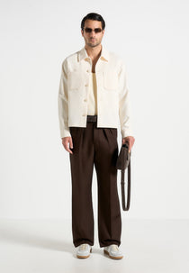 Benoit - Twill Pocket Cropped Shirt - Cream