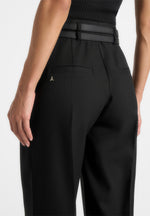 Pascale - Tailored Twin Belt Pants - Black
