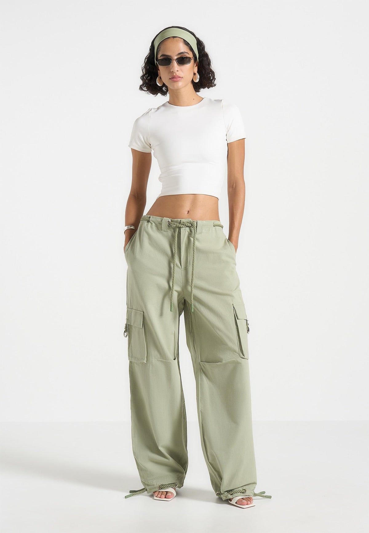 Rosa - Ripstop Parachute Cargo Pants - Sage