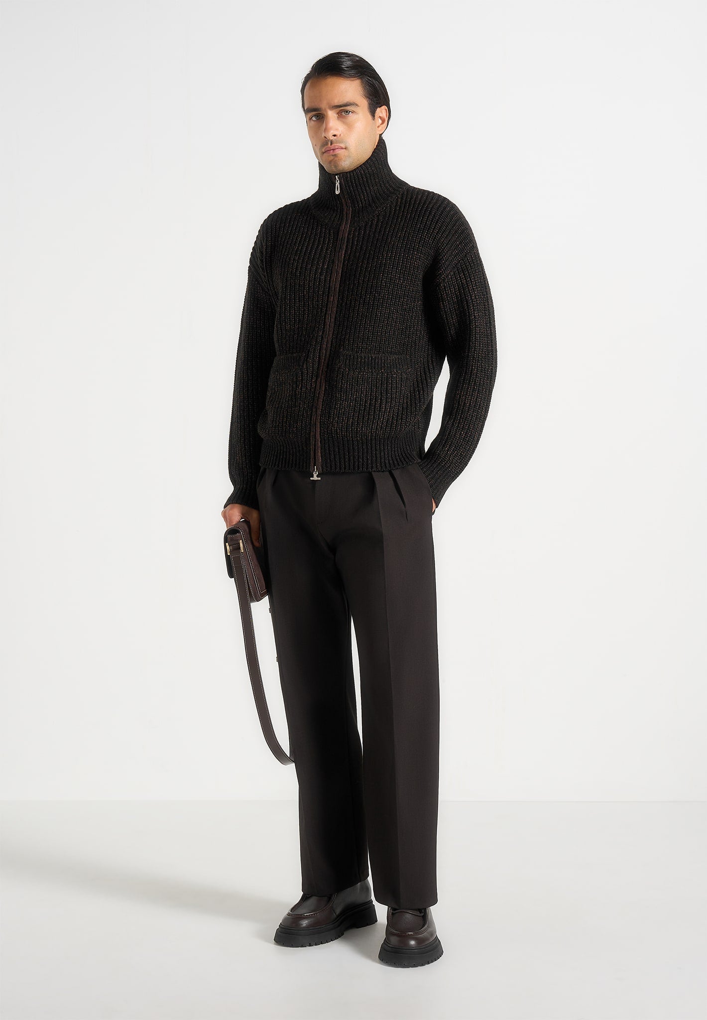 jamie-unisex-speckled-zip-through-jacket-black