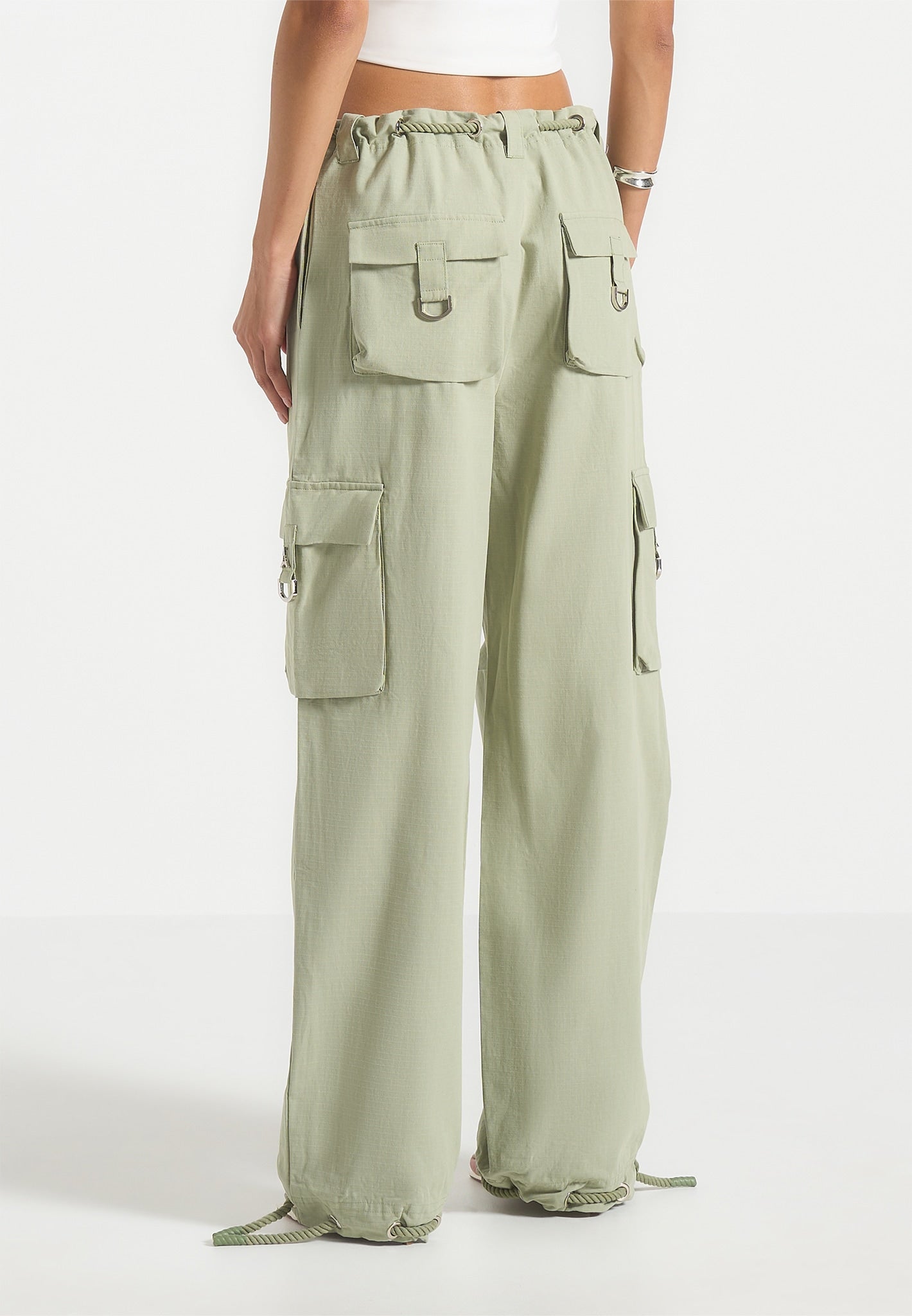 Rosa - Ripstop Parachute Cargo Pants - Sage