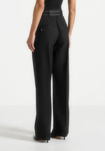 Pascale - Tailored Twin Belt Pants - Black