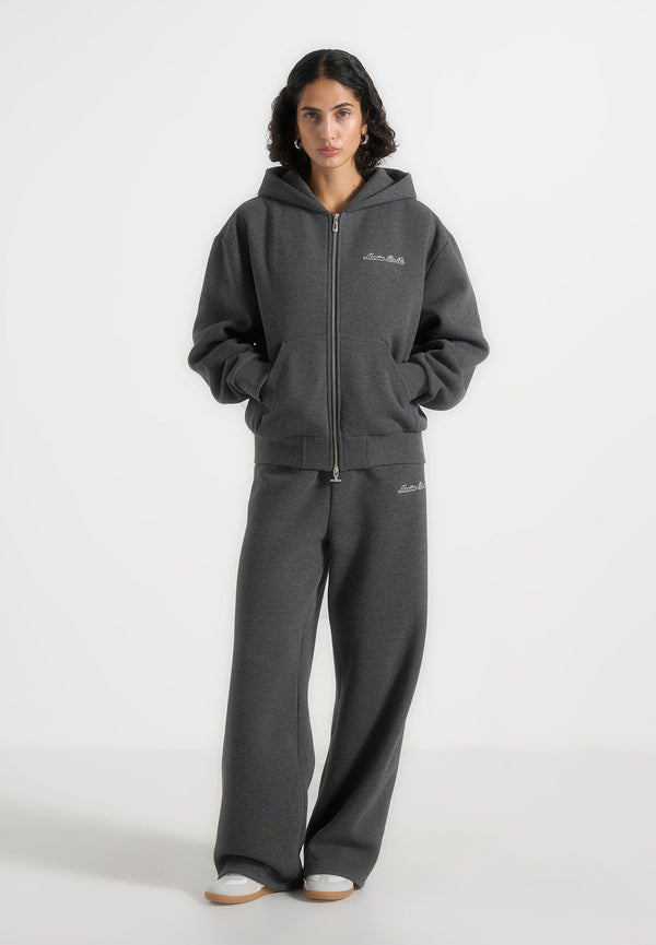 JS002 - Unisex Signature Relaxed Fit Zip Hoodie - Charcoal Grey