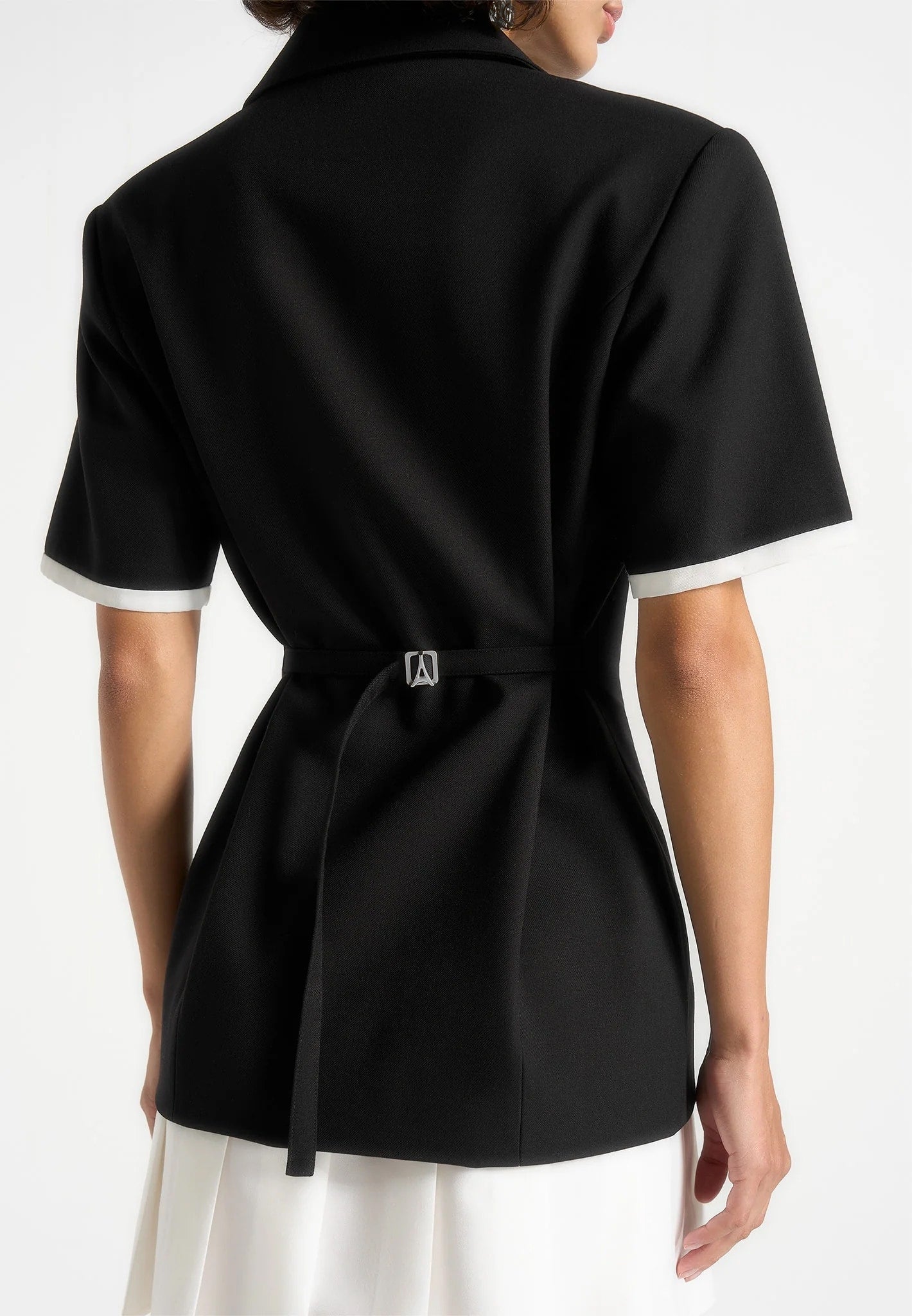 baya-tailored-cinch-waist-pleated-blazer-dress-black