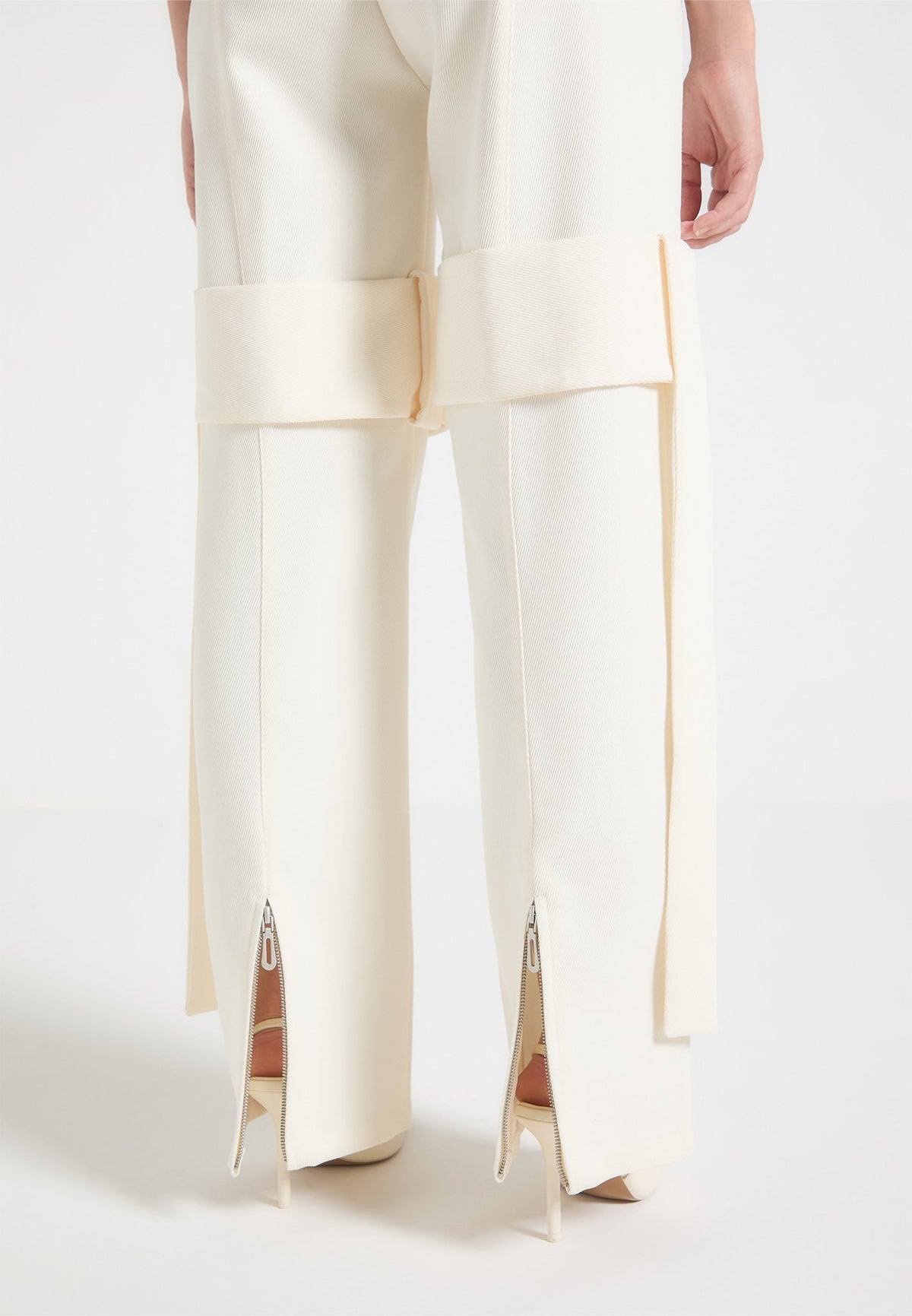 Isabelle - Tailored Belted Strap Detail Pants - Off White